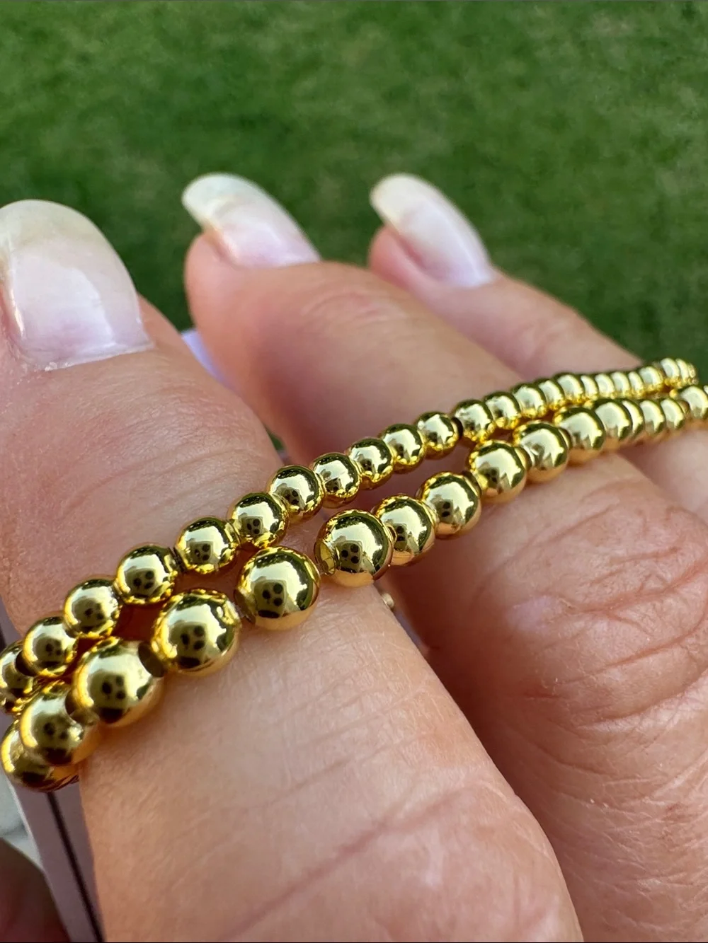 NWT Sterling Forever 14K Gold Plated Beaded Stretch Bracelet Set